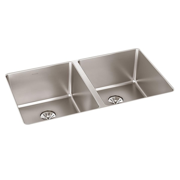 Elkay Lustertone Iconix 16Ga Ss 32.75X19.5X9 Double Undermt Sink W Perfect Drain ELUHH3118TPD - main